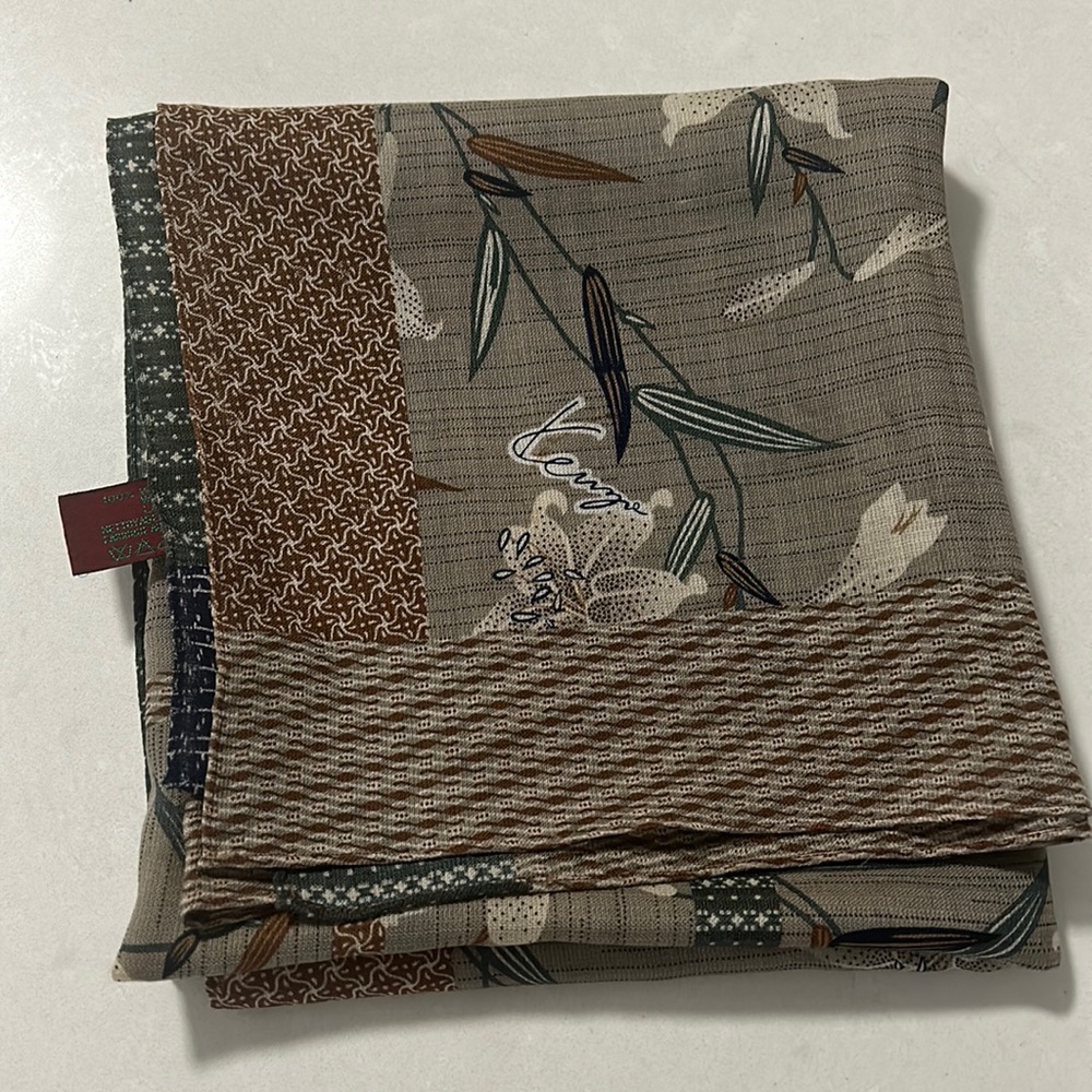 KENZO Paris Wool Floral Scarf 42 by 40”